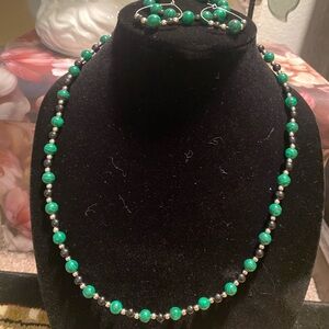 Malachite and Onyx Beaded Necklace Set